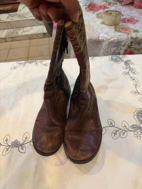 Frye Youth Leather Western Cowboy Boots Brown Size 3.5